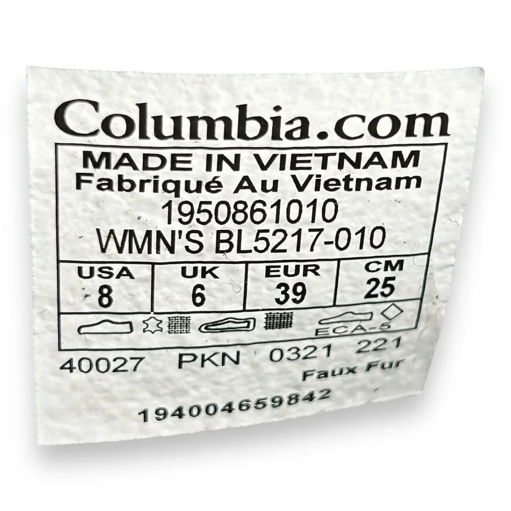 Columbia Womens Ice Maiden Slip II Snow‎ Boot Black Size 8 M